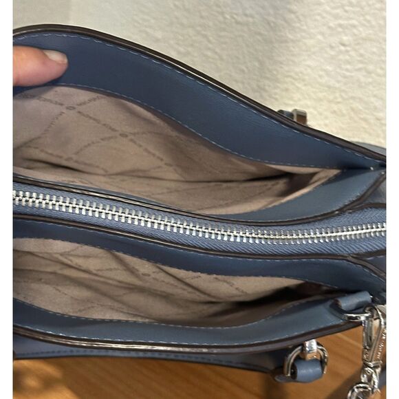 Michael Kors Ellis Small Convertible Leather Shoulder Bag, Denim Blue NWT - Picture 3 of 9